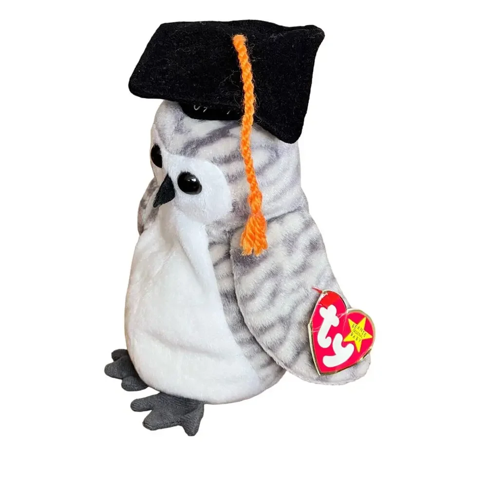 TY Beanie Baby Wiser the Owl Graduate Class of '99 with Heart Tag Graduation
